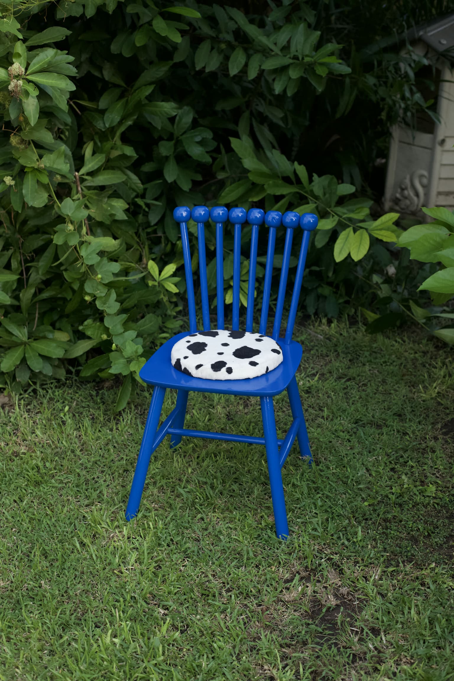 The Sankofa Project — restored spindle-back chair finished in cobalt blue